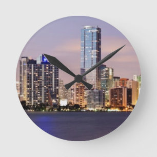 Reloj Redondo Mediano USA, Florida, Miami skyline at dusk 2