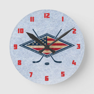 Reloj Redondo Mediano USA Hockey Round Wall Clock