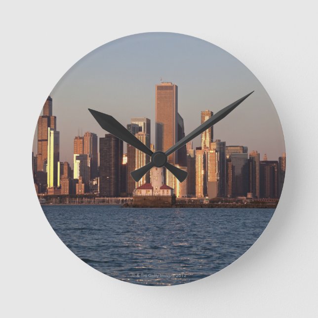 Reloj Redondo Mediano USA, Illinois, Chicago, City skyline over Lake 2 (Anverso)