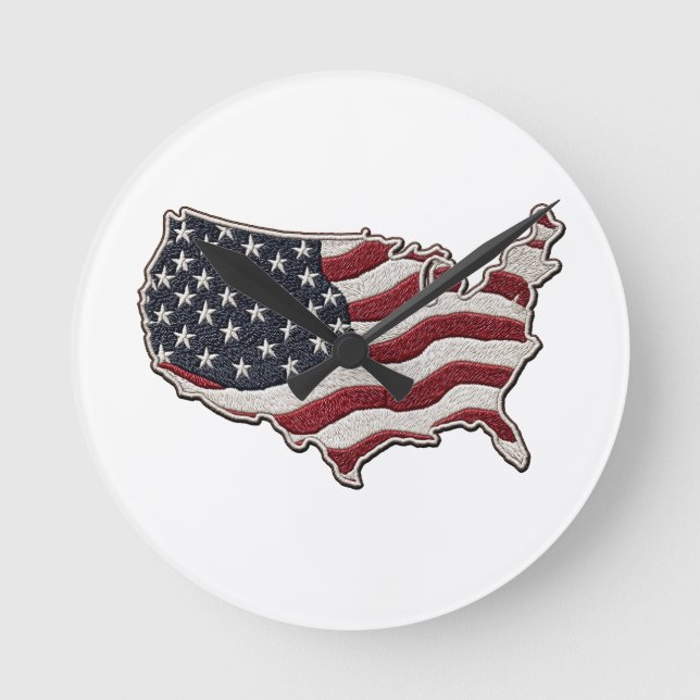 Reloj Redondo Mediano 🕒 USA Map Flag Wall Clock 🇺🇸🧭 (Anverso)