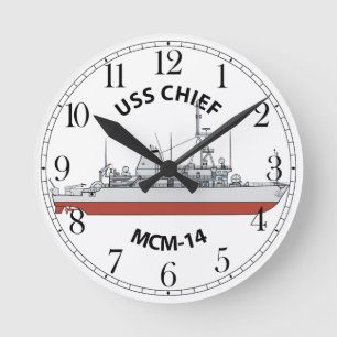 Reloj Redondo Mediano USS Chief MCM-14