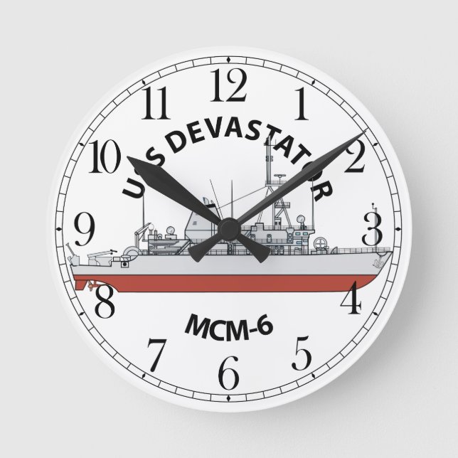 Reloj Redondo Mediano USS Devastator MCM-6 (Anverso)