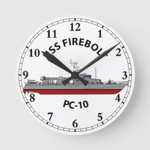 Reloj Redondo Mediano USS Firebolt PC-10 Patrullero Costero