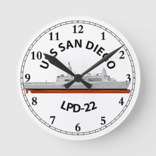 RELOJ REDONDO MEDIANO USS SAN DIEGO , LPD-22, CLASE SAN ANTONIO