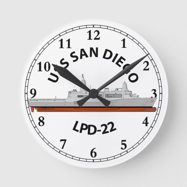 RELOJ REDONDO MEDIANO USS SAN DIEGO , LPD-22, CLASE SAN ANTONIO (Anverso)