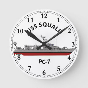 Reloj Redondo Mediano USS Squall PC-7 Patrullero Costero
