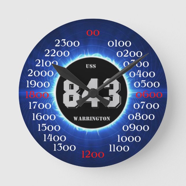 Reloj Redondo Mediano USS Warrington (DD-843) (Anverso)