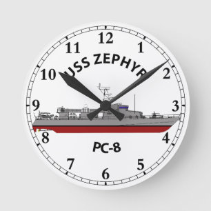 Reloj Redondo Mediano USS Zephyr PC-8 Patrullero Costero