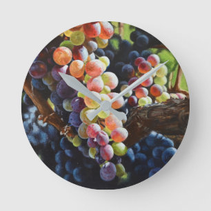 Reloj Redondo Mediano Uvas de abundancia para amantes del vino y bodegas