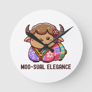 Reloj Redondo Mediano Vaca en elegancia en Tierras Altas