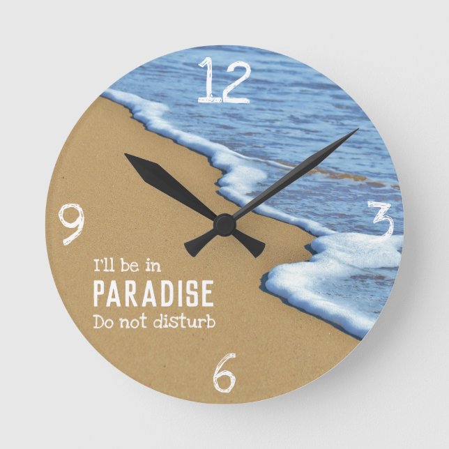 Reloj Redondo Mediano Vacaciones en la playa , No molestar (Anverso)