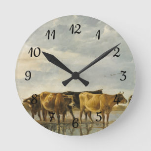 Reloj Redondo Mediano Vacas en un río Aelbert Cuyp