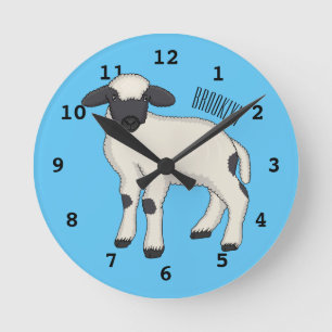 Reloj Redondo Mediano Valais Blacknose ilustracion personalizado ovino