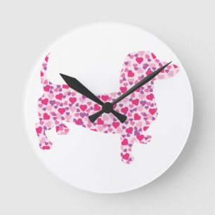 Reloj Redondo Mediano Valentine Corazones Dachshund