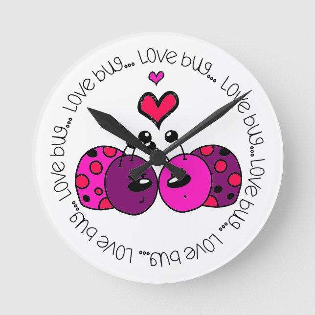 Reloj Redondo Mediano Valentine Love Bug (Anverso)