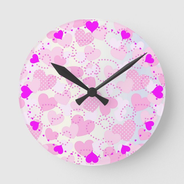 Reloj Redondo Mediano Valentine's Day Background (Anverso)