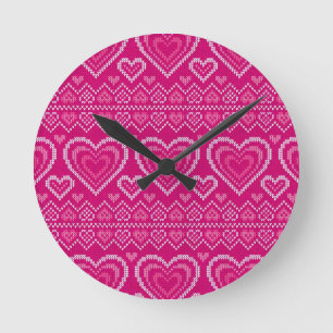 Reloj Redondo Mediano Valentine's Day Knitted Pattern 2