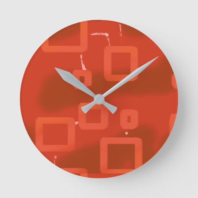 Reloj Redondo Mediano Valentine's Day Red Whimsical Geometric Abstract (Anverso)