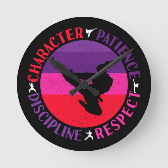 Reloj Redondo Mediano Valores básicos de las artes marciales - Karate (Anverso)