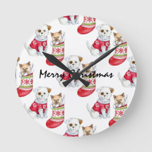 Reloj Redondo Mediano Valores de perros y gatos de navidades