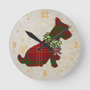 Reloj Redondo Mediano ¡Vamos Escocia Perro Merry Ruff! Ruff!w/#&dots