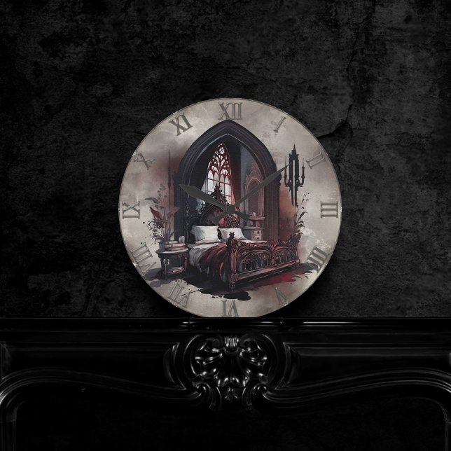 Reloj Redondo Mediano Vampy Boudoir | Dormitorio gótico rojo victoriano (Subido por el creador)