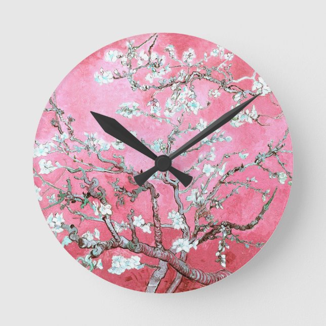 Reloj Redondo Mediano Van Gogh Almond Blossoms Azul rosa (Anverso)