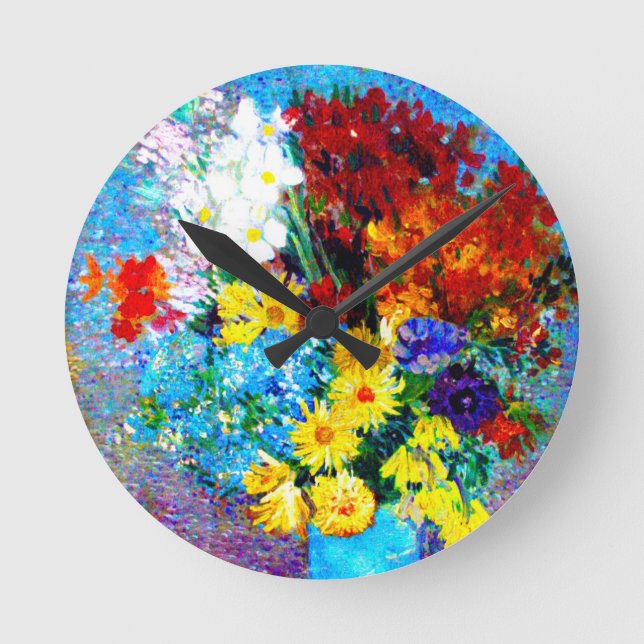 Reloj Redondo Mediano Van Gogh Flowers in a Blue Vase (Anverso)