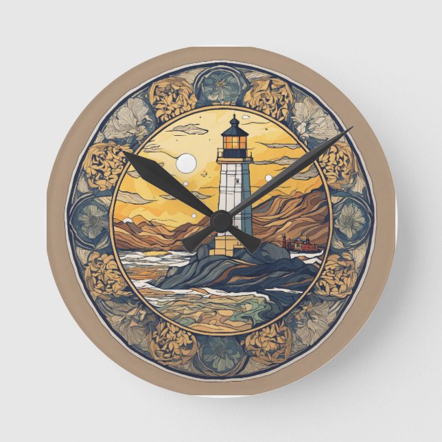 Reloj Redondo Mediano Van Gogh Lighthouse Mandala Sticker (Anverso)