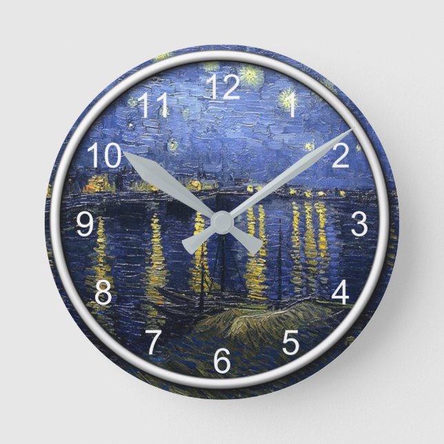 Reloj Redondo Mediano Van Gogh - Noche estrellada sobre el Ródano (Anverso)
