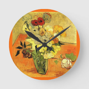 Reloj Redondo Mediano Van Gogh Pintura Caprichosas Flores Florecillas En