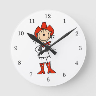 Reloj Redondo Mediano Vaquera en camisetas rojas y regalos