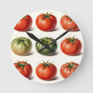 Reloj Redondo Mediano Variedad de Tomate Antiguo Botánico Grid