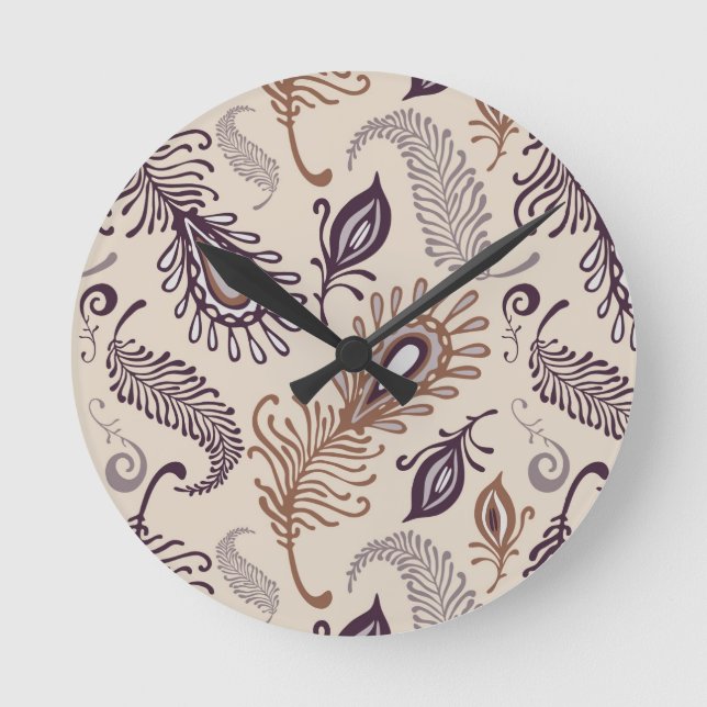 Reloj Redondo Mediano Various Feather Pattern (Anverso)