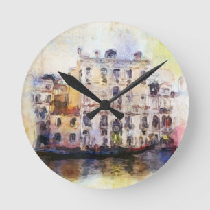 Reloj Redondo Mediano Ve od Venecia hecha en acuarela artística