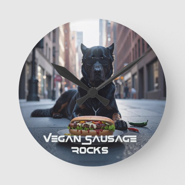RELOJ REDONDO MEDIANO VEGAN SAUSAGE ROCKS - FUN (Anverso)