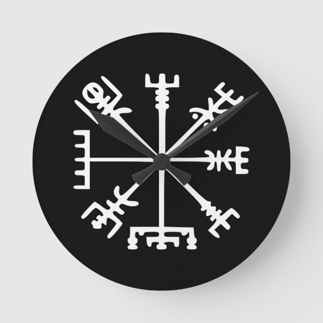 Reloj Redondo Mediano Vegvísir (brújula vikina) (Anverso)