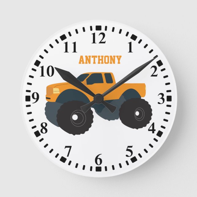 Reloj Redondo Mediano Vehículo de camión de monstruos personalizado (Anverso)