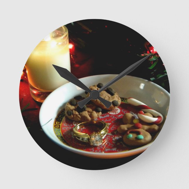 Reloj Redondo Mediano Vela de la galleta del navidad (Anverso)