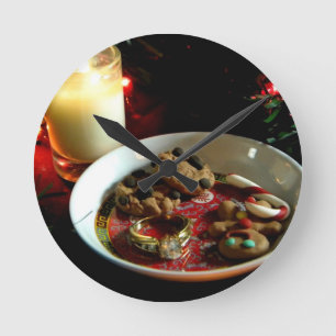 Reloj Redondo Mediano Vela de la galleta del navidad