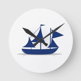 Reloj Redondo Mediano Velero de múltiples velas náuticas marinas