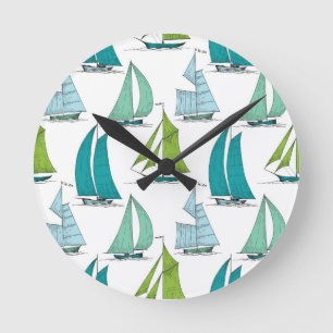 Reloj Redondo Mediano Veleros en el modelo del agua