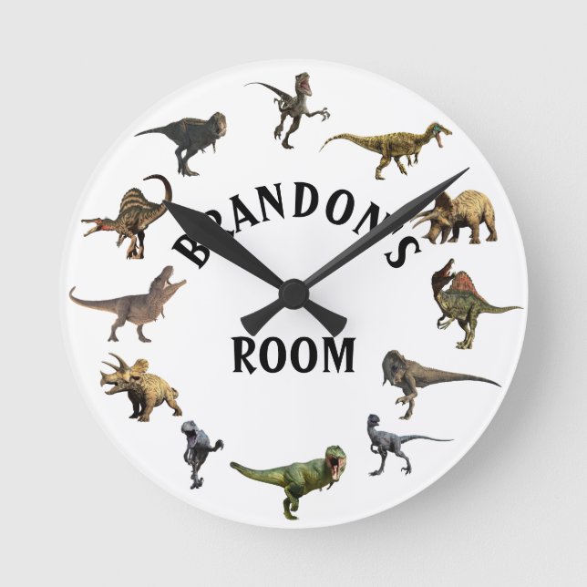 Reloj Redondo Mediano Velociraptor Dinosaurio Jurásico Era Tyrannosauro  (Anverso)