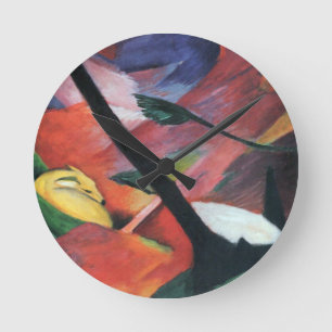 Reloj Redondo Mediano Venado en el bosque II por Franz Marc; Reh im Wald