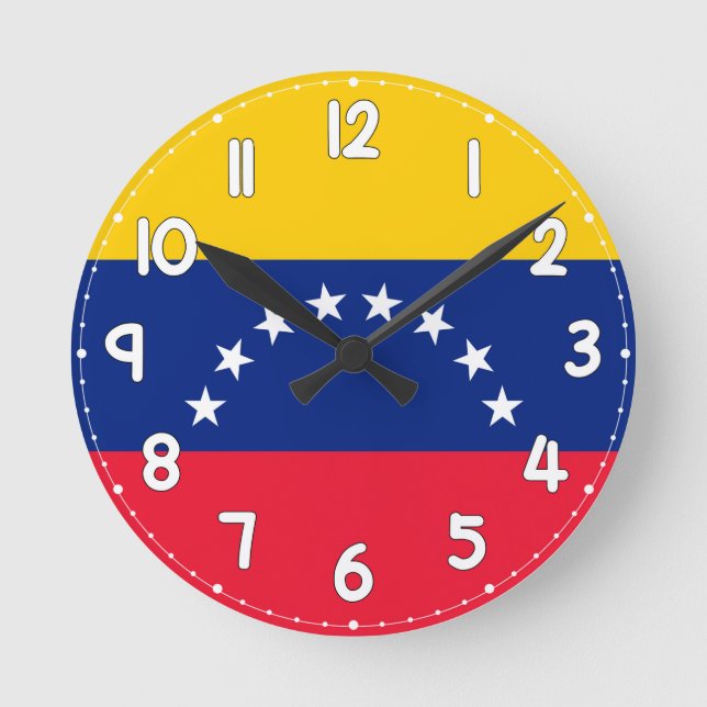 Reloj Redondo Mediano Venezuela Flag Wall Clock - Flag of Venezuela (Anverso)