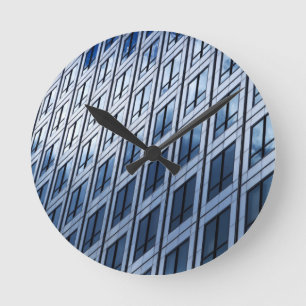 Reloj Redondo Mediano Ventanas grises azules abstractas