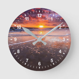 Reloj Redondo Mediano Ventura State Beach At Sunset