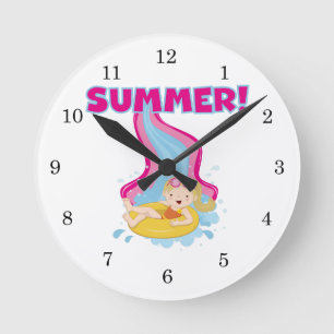 Reloj Redondo Mediano Verano de Chica rubio
