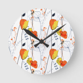 Reloj Redondo Mediano Verano tropical | Hermoso diseño de floraciones am