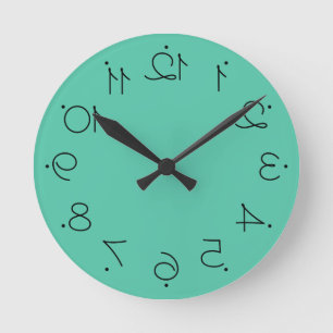 Reloj Redondo Mediano Verde áspero con grandes números invertidos
